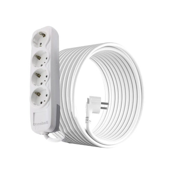 Topraklı Kablolu 4'lü Grup Priz Fiş Çoğaltıcı 10 Metre Çoklu Uzatma Kablosu Anahtarsız Monofaze - Resim 4