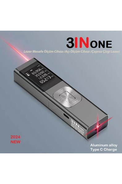 silabor 3'ü 1 arada Mini Lazer Mesafe Ölçer, Çapraz Lazer Projektör, Metal Kasa, Çoklu Ölçüm Modları ürün görseli 1