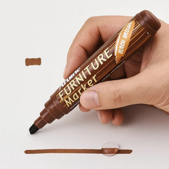 Huş Kahverengi Renk Mobilya Rötuş Kalem Ahşap Masa Sehpa Dolap Parke Çizik Giderir Çatlak Kapatır - Resim 6