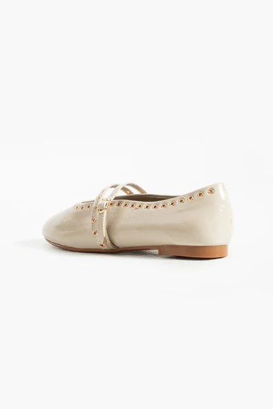 Stato - Bej Renk  Tokalı  Suni Deri  Kadın Babet - Resim 4