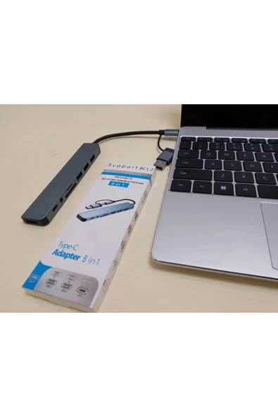 silabor 8 İn 1 Usb type-c usb 2.0/3.0 Audio 3.5 TF SD Çevirici Adaptör Çok Portlu Çoklayıcı Usb Hub - Resim 3