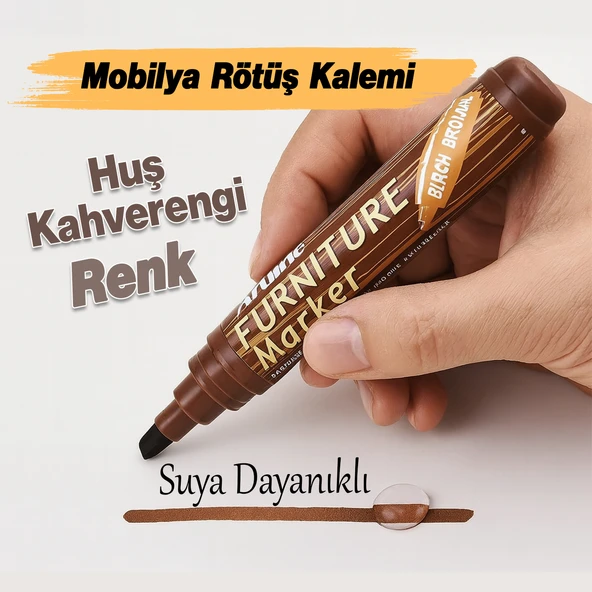 Huş Kahverengi Renk Mobilya Rötuş Kalem Ahşap Masa Sehpa Dolap Parke Çizik Giderir Çatlak Kapatır - Resim 2