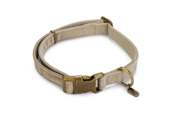 Beeztees DBL Köpek Tasması, Kadife, Gri, 48-70cm, 25mm ürün görseli 1