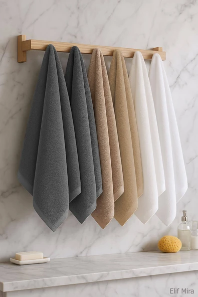 6 lı Softtouch El Yüz Banyo Havlusu Seti %100 Pamuklu 50x90 Cm - Resim 2