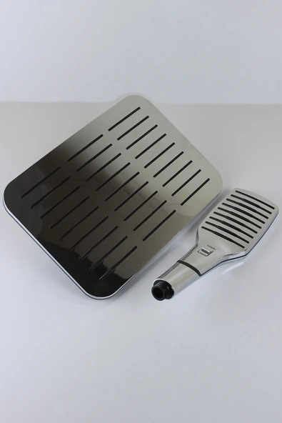 Rainy Serisi Geniş Şampuanlıklı Lüks Duş Takımı El ve Tepe Duş Başlığı Spiral Hortum - Resim 4