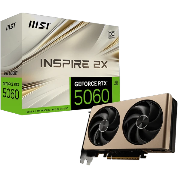 MSI GeForce RTX 5060 8G INSPIRE 2X OC GDDR7 DLSS 4 128 Bit Ekran Kartı RTX 5060 8G INSPIRE 2X OC ürün görseli 1