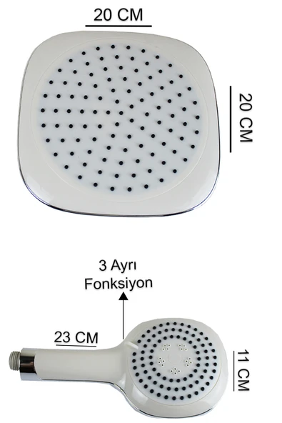 El ve Tepe Duş Başlığı Beyaz Renk Duş Başlıkları Doras Serisi - Resim 2