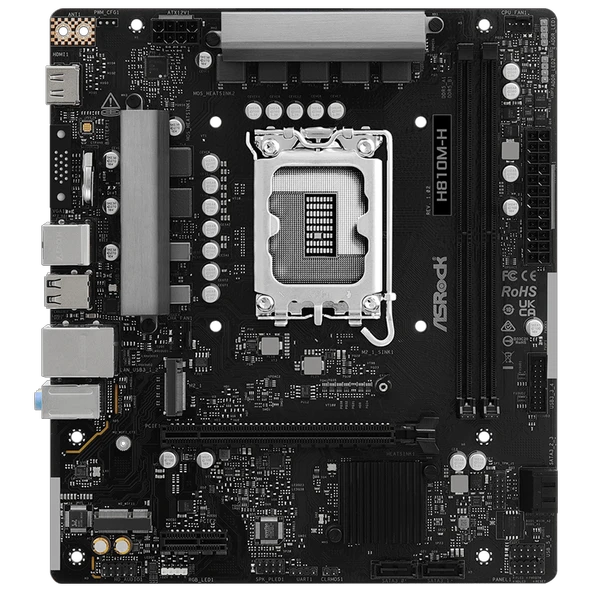 ASROCK H810M-H 6400MHz DDR5 Soket 1851 M.2 USB 3.2 HDMI mATX Anakart - Resim 2