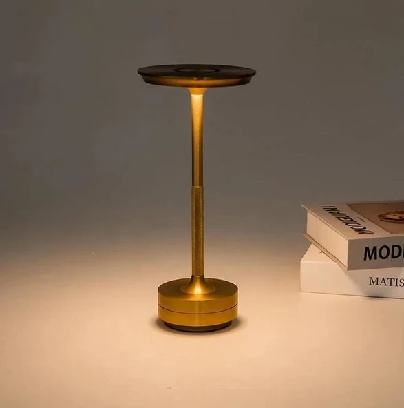 Cata Ct-8438 3 Renk Masa Lambası Gold Kasa Düz Model (3000K - 4000K - 6500K) Dokunmatik Şarj Edilebilir - Resim 4