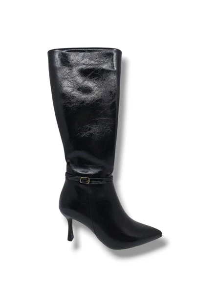 İzlife 692 Kadın Siyah Uzun Fermuarlı  İnce Topuklu Çizme ürün görseli 1