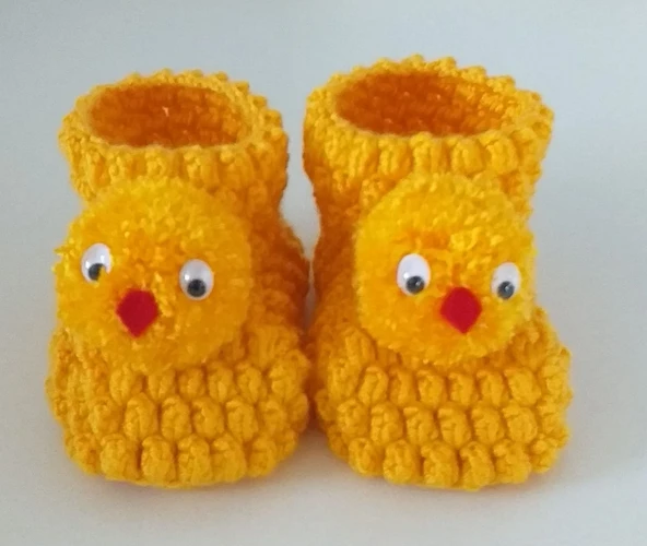 Civciv Yüz Örme Bebek Patiği ürün görseli 1