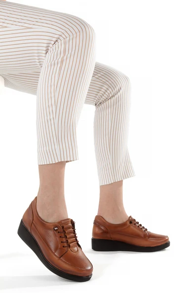 Artı-Artı001-7475-0050 Hakiki Deri Günlük Ortopedik  Kadın Taba Ayakkabı - Resim 2