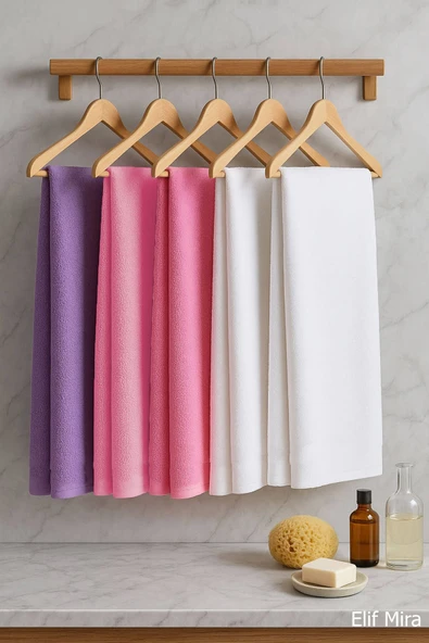 6 lı Softtouch El Yüz Banyo Havlusu Seti %100 Pamuklu 50x90 Cm - Resim 4