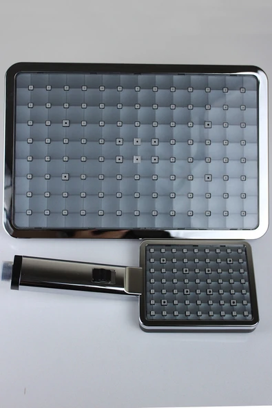 Luxury Serisi Geniş Şampuanlıklı Lüks Duş Takımı El ve Tepe Duş Başlığı Spiral Hortum - Resim 4