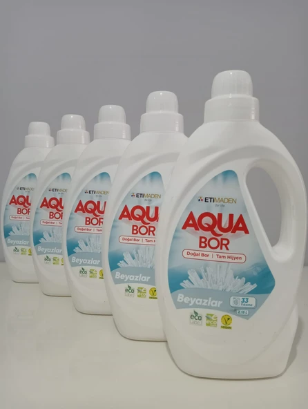 AQUA BOR DOĞAL MİNERALLİ  SIVI ÇAMAŞIR DETERJANI BEYAZLAR 5 ADET ürün görseli 1