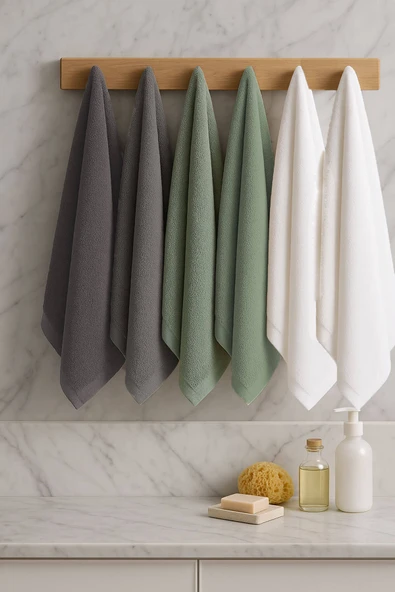 6 lı Softtouch El Yüz Banyo Havlusu Seti %100 Pamuklu 50x90 Cm - Resim 6