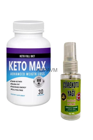 HBPAVM Keto Max Destekleyici Ürün 30'lu X 1 Adet + Masaj Yağı 30 ml ürün görseli 1