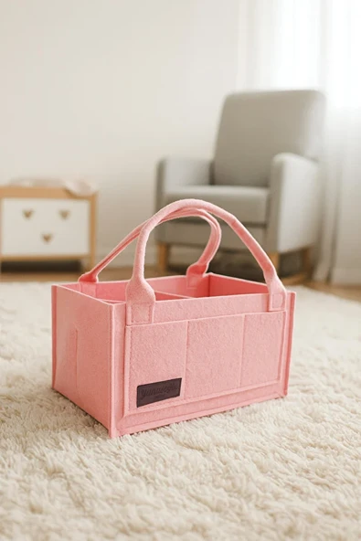 Anne Bebek Keçe Bakım Çantası Yenidoğan İçin Organizer Düzenleyici Çok Amaçlı - Resim 3