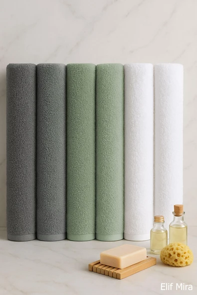 6 lı Softtouch El Yüz Banyo Havlusu Seti %100 Pamuklu 50x90 Cm - Resim 7