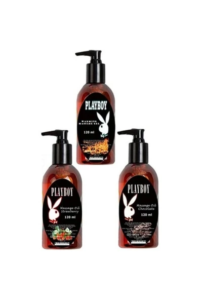 Bravilor Playboy 3 Adet Playboy Çilek Aromalı Kokulu Ve Isıtıcılı Rahatlatıcılı Vücut Masaj Yağı ürün görseli 1