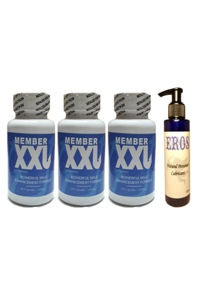 bzrv Member Xxl Erkeklere Özel 60li 3 Adet Eros Natural Personal Lubricant 125ml Lubricant Jel ürün görseli 1