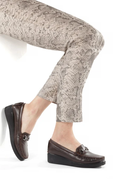 Artı-Artı001-7475-501-T  Hakiki Deri Ortopedik  Kadın Bağsız Kahverengi Roc Ayakkabı - Resim 4