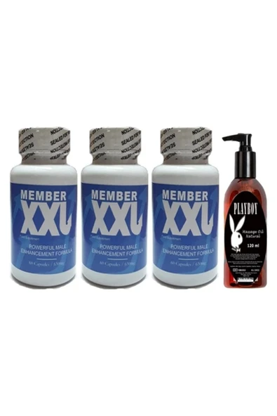 HBPAVM Hintohu Member Xxl Erkeklere Özel 60li 3 Adet Playboy 120 ml Masaj Yağı ürün görseli 1