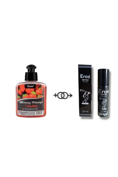 Sepet Yıldızı Çilek Aromalı Cinsel Masaj Yağı 100 ML + Eros Gecìktìrìcì Dikleştirici Sprey 20 ML ürün görseli 1