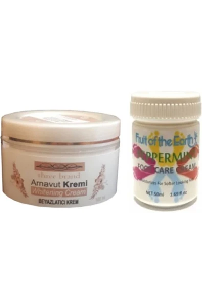 bzrv Hintohu Three Brand 100ML Arnavut Aklık Kremi+Foot Care Cream 50ML Ayak Bakım Kremi Nane Ferahlığı ürün görseli 1