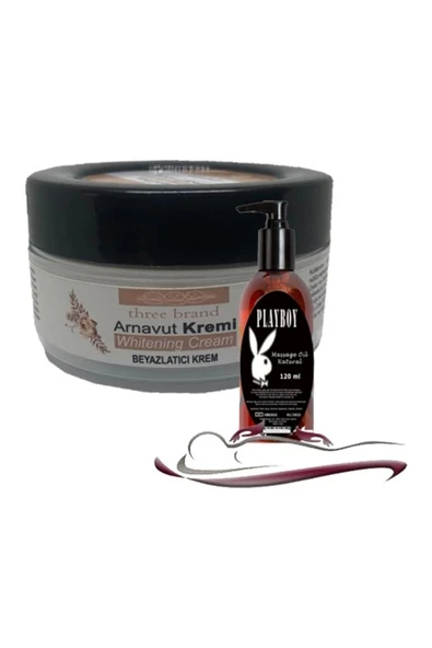 NESTO Three Brand Whitening Cream 3 Adet Arnavut Kremi 50ML Aklık Kremi Ile 120ML Playboy Masaj Yağı - Resim 2