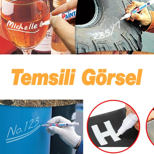 İşaretleyici Marker Beyaz Kalem Markalama Kalemi Markör Kalıcı Metal Plastik Cam Ahşap Yüzey - Resim 3
