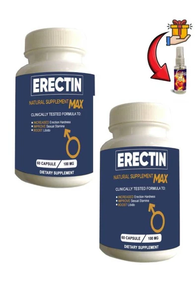 yourbrand Erectin Max Erkeklere Özel Geliştirme 60'lı Destekleyici x 2 adet+Lustra Masaj Yağı ile 30 ml ürün görseli 1