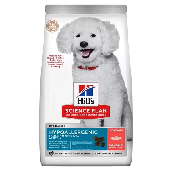 Hills Science Plan Hypoallergenic Somonlu Mini Irk Tahılsız Yetişkin Köpek Maması  1.5 Kg ürün görseli 1