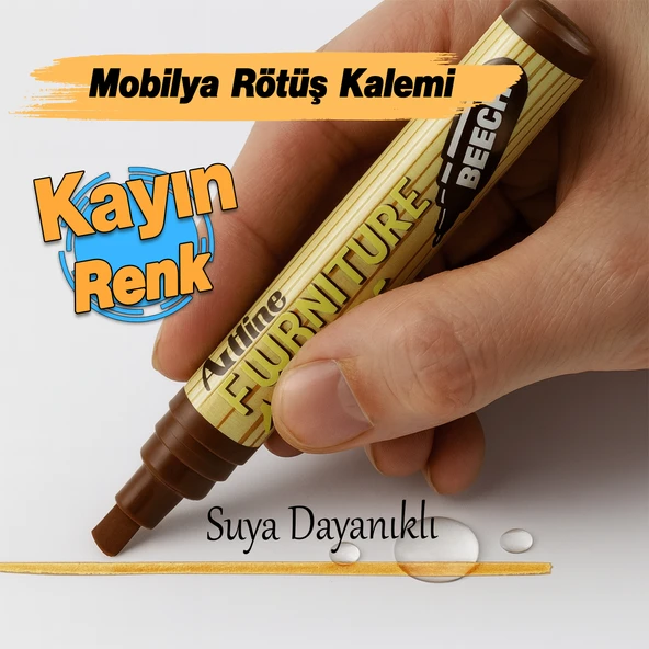 Kayın Renk Mobilya Rötuş Kalemi Ahşap Masa Sehpa Dolap Kalemi Parke Çizik Giderici Çatlak Kapatıcı - Resim 2