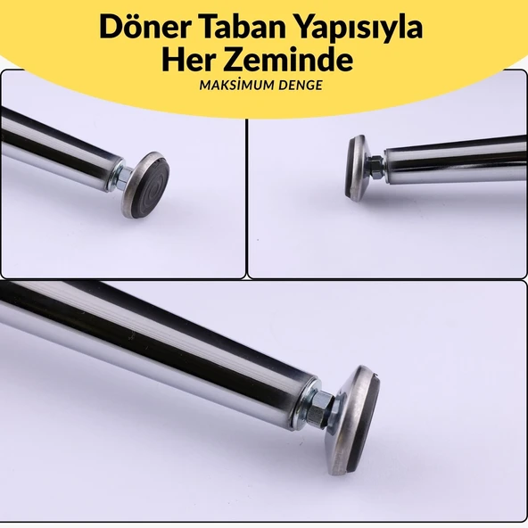 Krom Gümüş 4 ADET Metal Sehpa Masa Ayağı 41 cm Oynar Taban Dayanıklı Mobilya Destek Yükseltici Ayak - Resim 4