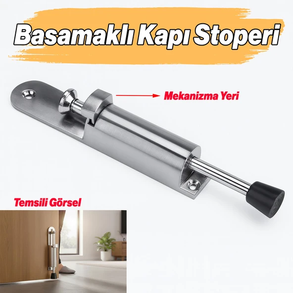 Basamaklı Kapı Stoperi Saten Kapı Tutucu Kaymaz Dayanıklı Malzeme Pratik Ev Ofis Kullanımına Uygun - Resim 2