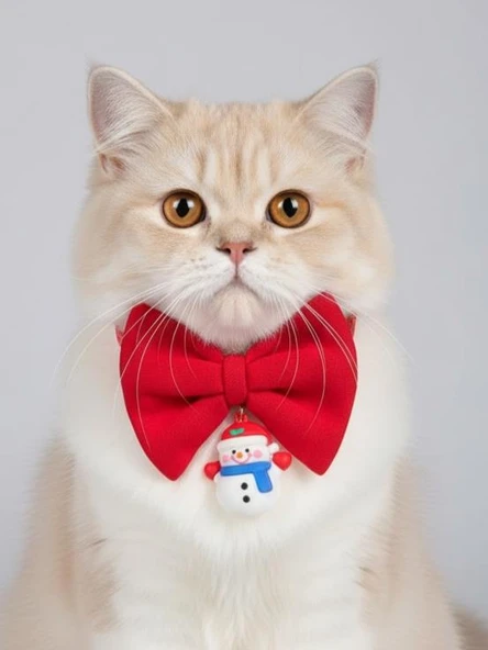 Snowman Kedi Papyonu Kurdela Tasma Yılbaşı Noel ürün görseli 1