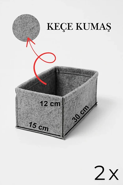 Keçe Çekmece ve Dolap Düzenleyici Organizer Seti 6 Parça  Gri Çok Amaçlı Düzenleyici Kutular - Resim 7