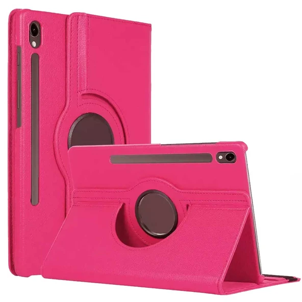 Samsung Galaxy Tab S9 FE Uyumlu Tablet Kılıfı Ekran Koruyucu Kalem Set Pembe - Resim 3