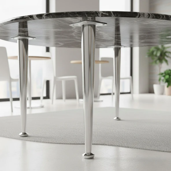 Krom Gümüş 4 ADET Metal Sehpa Masa Ayağı 41 cm Oynar Taban Dayanıklı Mobilya Destek Yükseltici Ayak - Resim 5