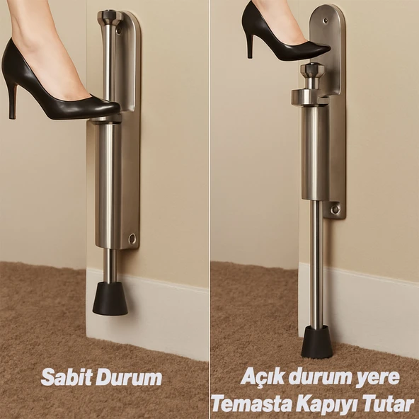 Basamaklı Kapı Stoperi Saten Kapı Tutucu Kaymaz Dayanıklı Malzeme Pratik Ev Ofis Kullanımına Uygun - Resim 3