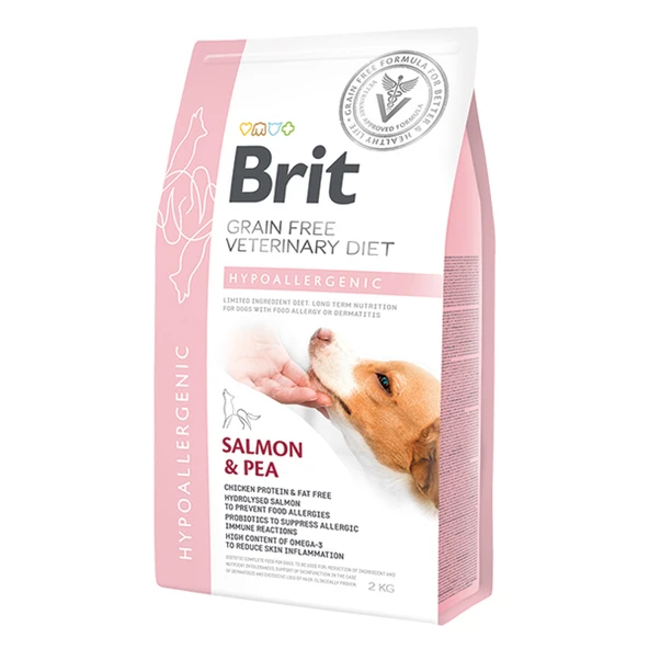 Brit Veterinary Diet Hypo-Allergenic Tahılsız Cilt Sağlığı Destekleyici Somonlu Köpek Maması  Yetişkin (1 - 7 Yaş) 2 Kg Hayır Hipoalerjenik Somon Balığı - Resim 2