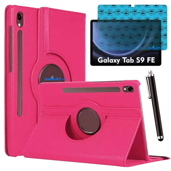 Samsung Galaxy Tab S9 FE Uyumlu Tablet Kılıfı Ekran Koruyucu Kalem Set Pembe ürün görseli 1