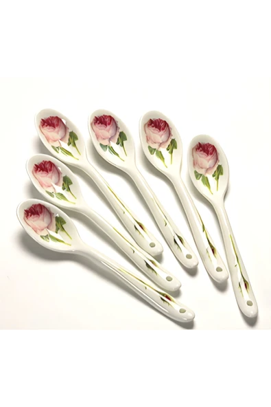 Roy Kirkham Redoute Roses Serisi 6 Adet Çiçek Desenli Zarif İngiliz Kemik Porselen Kaşık Seti ürün görseli 1