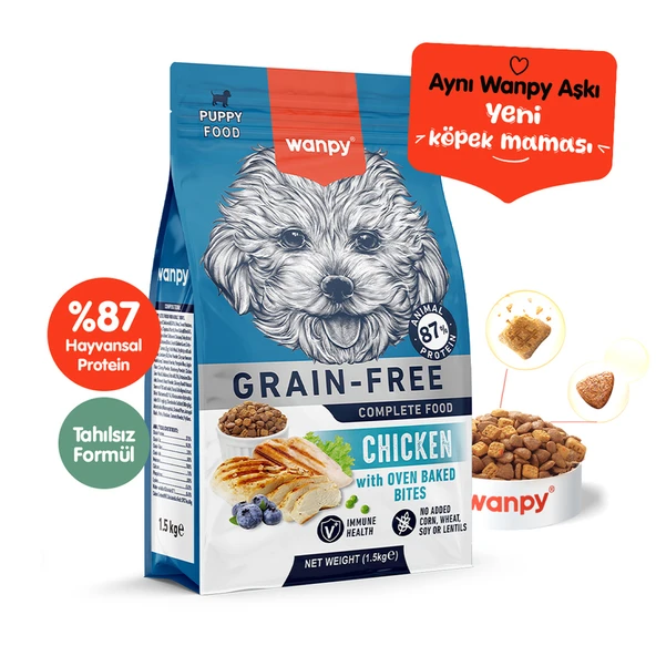 Wanpy Tavuklu Tahılsız Yavru Köpek Maması  0 - 1 Yaş 1.5 Kg ürün görseli 1