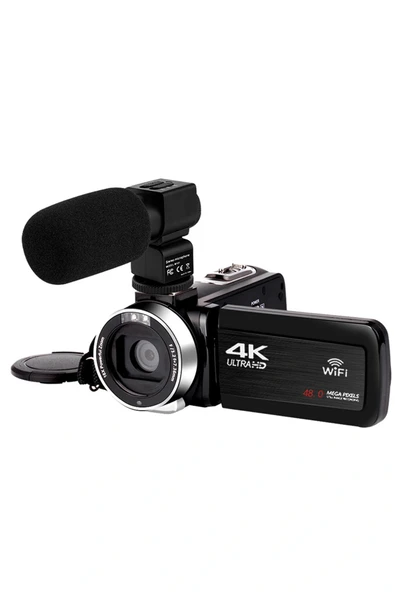 4K Vlog Dijital Video Kamera WiFi 48MP 16X Kaydedici Fotoğrafçılık 3.0"IPS Dokunmatik Ekran Mikrofon Çift Batarya - Resim 6