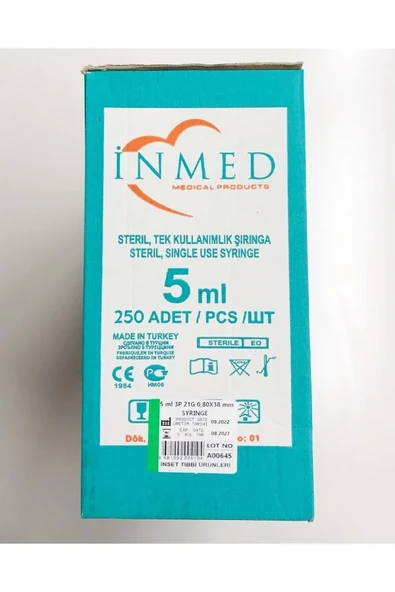 Enjektör Iğneli 0,80x38 mm 5 ml 3p 21g Koli 1000 Adet ürün görseli 1