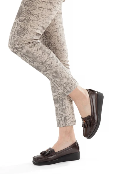 Artı-Artı001-7475-501-PSK  Hakiki Deri Günlük Ortopedik  Kadın Bağsız Kahverengi Roc Ayakkabı - Resim 4