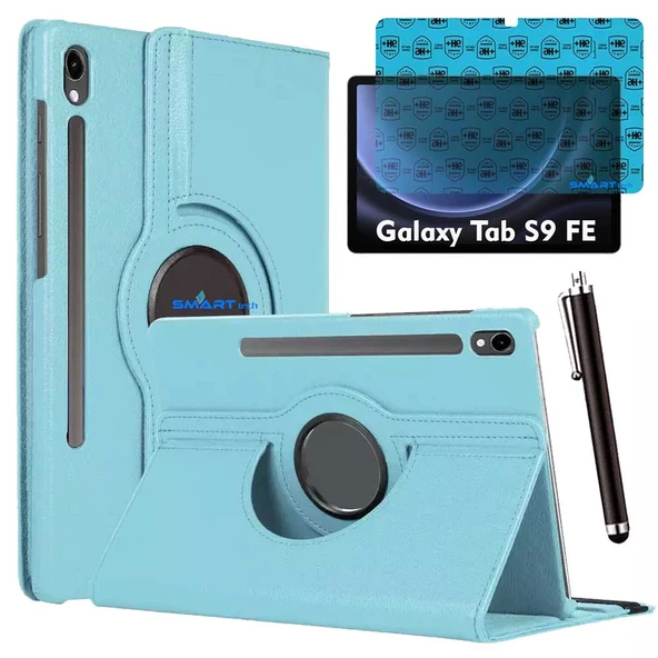 Samsung Galaxy Tab S9 FE Uyumlu Tablet Kılıfı Ekran Koruyucu Kalem Set Mavi ürün görseli 1