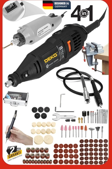 Çift Makine 500 Watt 362 Parça Hobi Gravür Oyma Taşlama Zımpara Gravür Seti + Mengene Hediyeli 4IN1 - Resim 2